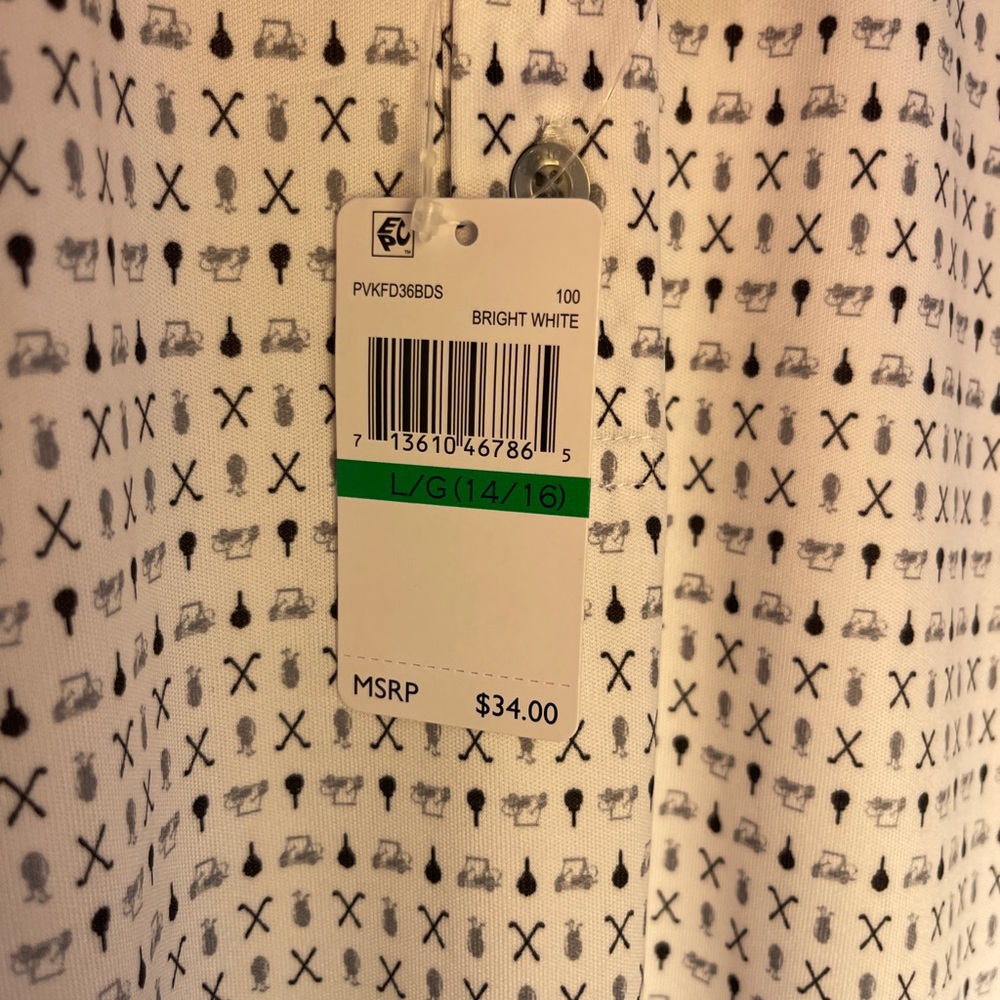 PGA Tour White and Black Golf Pattern Shirt - Picture 6 of 6